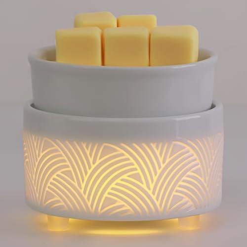 Geronland Wax Melt Warmer Ceramic 3-in-1 Oil Burner Electric Candle Wax Warmer Burner Heating Plate Melter Fragrance Warmer for Scented Waxs Home Office Bedroom Aromatherapy Gift& Décor
