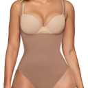 SHAPERX Open Bust Shapewear Tummy Control Bodysuits for Women Seamless Compression High Waisted Body Shaper (Small-Medium, Sienna(thong))