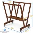 Falling in Art Large Wooden Print Rack, Art Drying and Display Rack with Rolling Casters, Storage Rack for Canvas, Prints, Panels, Posters, Shows and Art Exhibitions, Brown