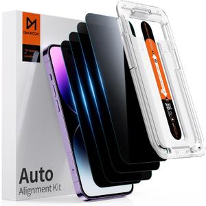 DIMONCOAT 4-PACK Privacy Screen Protector Compatible with iPhone 14 Pro Max [Auto Alignment Kit] [10X Military Protection] 14 Pro Max 6.7 inch Tempered Glass Film [Case Friendly] (iPhone 14 Pro Max-6.7 Inch)