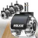 HOLKIE Office Chair Wheels 10x22mm 1KEA ONLY Casters 2 Inch Replacement, Grey Dual Rubber Smooth & Quiet Rolling Casters Wheels-Set of 5 for Hardwood Floors & Carpet Computer Gaming Desk Chair Wheels (10mm-Fits 1KEA-Not Fit High-Pile Carpets)