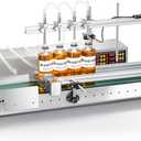 4-Nozzle Automatic Liquid Filling Machine Line 1-30 Ounce Bottle Filling Machine Bottle Filler with 35 Inch Belt Conveyor Desktop Version for Juice Wine Detergent