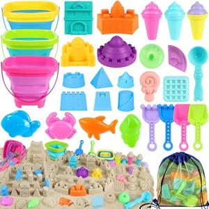 Collapsible Beach Toys for Kids Toddlers, 3 Foldable Buckets and Shovels Set, Sand Castle Building Kit, Ice Cream Travel Sand Toys for Sandbox & Mesh Bag, Beach Essentials for Boys Girls Age 3-10 Collapsible Beach Toys for Kids Toddlers, 3 Foldable Buckets and Shovels Set, Sand Castle Building Kit, Ice Cream Travel Sand Toys for Sandbox & Mesh Bag, Beach Essentials for Boys Girls Age 3-10