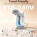 Steamer for Clothes, 110-240V Travel Steamer with 2500Pa Vacuum Suction, NTC Control, Burst Steam, 30% Quick Wrinkle Removal, Portable Handheld Steamer＆Iron 2 In 1 for Travel and Home Use (Light Grey)