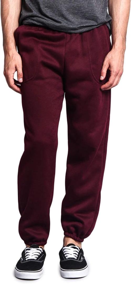 Men's Basic Fleece Jogger Sweatpants (5X-Large, Burgundy)