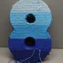 BLUE PANDA Ombre Blue Number 8 Pull String Pinata, Party Game for Kids Ages 3-14, Fillable Hanging Decoration for Birthday Decorations, Holds Candy, Toys & Confetti (16.5 x 11 x 3)