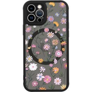 LUHOURI for iPhone 12 Pro Max Case Cute - Wireless Charing Compatible,Trendy Floral Design for Women Girls,Military-Grade Shockproof Not-Slip Matte Phone Cover, Colorful Petite Daisies