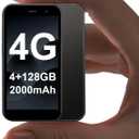 Mini Phone 4G Unlocked Mini Smartphone 4GB+128GB World's Smallest 2000mAh Battery HD Touch Screen Compact Mobile Phone for Kids & Students Cell Phone with Dual SIM Face ID GPS Black