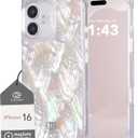 Cocomii - Rectangle Case Compatible with iPhone 16 - Compatible with MagSafe, Real Mother of Pearl, Opalescent Seashell, Glossy, Magnetic Phone Case for iPhone 16 6.1 inch, Iridescent