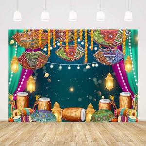 AIBIIN 7x5ft Indian Traditional Wedding Backdrop Mendhi Night Indian Wedding Backdrop Decoration Cloth Indian Dholki Mehndi Decorations Background