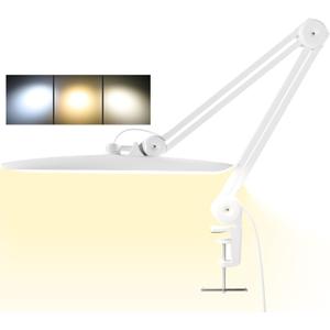 3000 Lumens Adjustable LED Desk Lamp & Task Lamp - Bright, Dimmable Lighting for Office, Crafts, Nails &Salon Hobbies with Clamp (CCT, White), 5"D x 20"W x 30"H