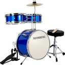 Kids Drum Set 3-Piece for Beginners, 13 Inch Drum Kit with Adjustable Throne, Cymbal, Pedal & Drumsticks, Junior Drum Set with Bass Tom Snare Drum, Blue