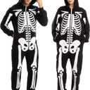 Spooktacular Creations Skeleton Costume - Unisex Adult Pajamas Plush Hoodie for Halloween and Themed Parties (XX-Large)