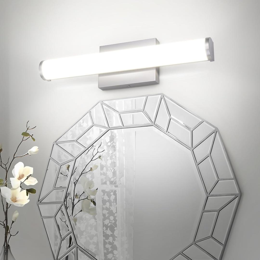 ASD 18" LED Linear Vanity Light Fixture, Modern Bathroom Sconce 3 Color 3000K-5000K, Dimmable, 20W 1500LM, Energy Star & ETL Listed Over Mirror Makeup Slim Bar for Bedroom, Cabinets Nickel