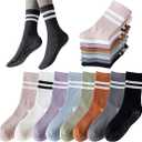 Tergy 8 Pairs Long Yoga Socks with Grip for Women Anti Skid Gripper Socks No Slip Socks for Pilates, Barre, Dance,Yoga