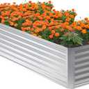 8x2x2FT Galvanized Raised Garden Bed,Planter Raised Beds-Metal Garden Box,Large Plant for Outdoor Planting, Vegetables Bed，Flower,herb-Silver