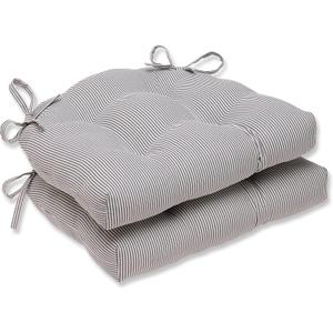 Pillow Perfect Oxford Charcoal Reversible Chair Pad (Set of 2), Grey