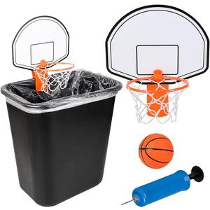 ArtCreativity Trash Can Basketball Set, Includes Clip-On Hoop with Backboard, Inflatable Ball and Pump, Fun Indoor Basketball Hoop for Kids, Office Toys for Adults, Great Birthday Gift Idea