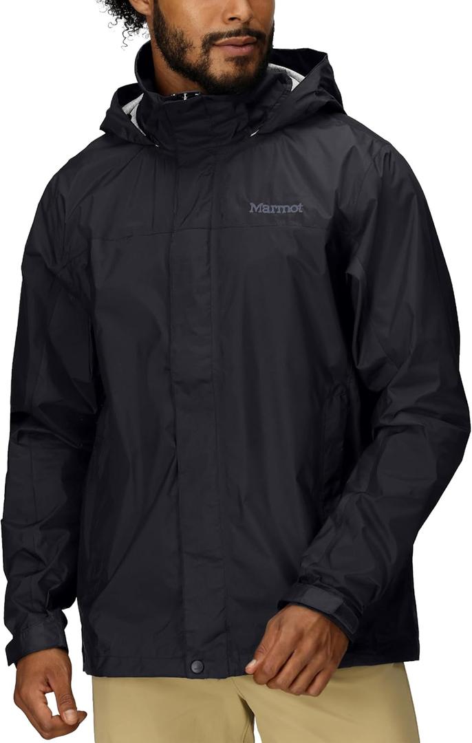 MARMOT Men's Precip Eco Waterproof Rain Jacket - 100% Recycled, Breathable, Lightweight, Packable Raincoat (Medium, Black - Latest Collection)