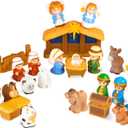 HARDWIND 25pcs Nativity Set for Kids, Christmas Story Playset Figurine, Little Nativity Toddler Toy, Nativity Scene Set for Children Ages 1 2 3 4 5 6+