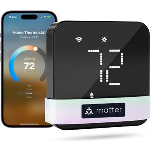 Meross Smart Thermostat for Home, WiFi Thermostat Works with Matter, Alexa, Apple Home, Google Assistant, App & Voice Control, 7x24h Scheduling, Energy Saving, C-Wire Required