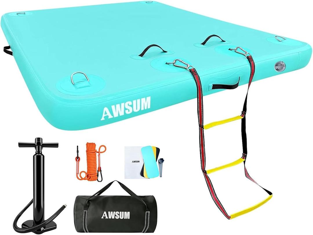 AWSUM Inflatable Floating Dock Air Dock Platform Floating Island Raft with None-Slip Surface for Pool Beach Ocean