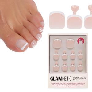 Glamnetic Press On Toenails - MaDamn | Classic White French Tip Fake Toe Nails with a Glossy Finish | 16 Sizes - 32 Toe Nail Kit with Glue Glamnetic Press On Toenails - MaDamn | Classic White French Tip Fake Toe Nails with a Glossy Finish | 16 Sizes - 32 Toe Nail Kit with Glue