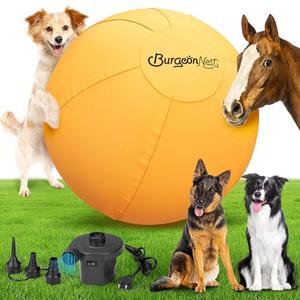 BurgeonNest 25'' Herding Ball for Dogs, Herding Ball for Australian Shepherds, Cattle, Border Collies & Medium/Large Breeds, Outdoor Dog/Horse Toys Includes Electric Pump for Quick Inflation-Yellow
