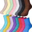 SATINIOR 16 Pair Fuzzy Sock Women Fluffy Cozy Slipper Sock Colorful Plush Warm Ankle Stocking for Unisex Home Sleep Size 4-10