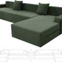 ZNSAYOTX Sectional Couch Covers, Stretch Jacquard Slipcovers with Elastic Bottom for L-Shape Sectional Sofa, 2 Pcs Pet Friendly Modular Sofa Protector (3 Seat Couch + 3 Seat Chaise, Army Green)