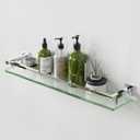 Alise Bathroom Shelf Wall Mounted, Polished Chrome Large Capacity Glass Shelf for Bathroom, 24 inch