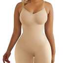 SHAPERX Shapewear Bodysuit Tummy Control Seamless Waist Snatching Mid Thigh Body Shaper for Women,SZ5218-2-Beige-2XL/3XL