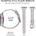 Wearlizer Thin Glitter Leather Compatible with Apple Watch Leather Bands Women 38mm 40mm 41mm 42mm 44mm 45mm 46mm 49mm for iWatch Series 11 10 9 8 7 6 5 4 3 SE/Ultra 3 2 1 Slim Bling Glistening Strap