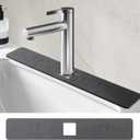 Sink Splash Guard Stone PNLLDDCN Non-Slip Diatom Mud Behind Faucet Mat For Kitchen Counter & Draining Mat Instant Drying Tray Stone For Bathroom Counter[Dark Gray, 24" X 4"] (1)