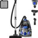 PKUYIE Canister Vacuum Cleaner, 32Kpa 1600W Bagless Vacuum Cleaner, Dust Full Indicator, H13 HEPA Filter, 3.7Qt Large Capacity, Lightweight Vac for Hard Floors, Carpet, Pet, Upholstery, Blue