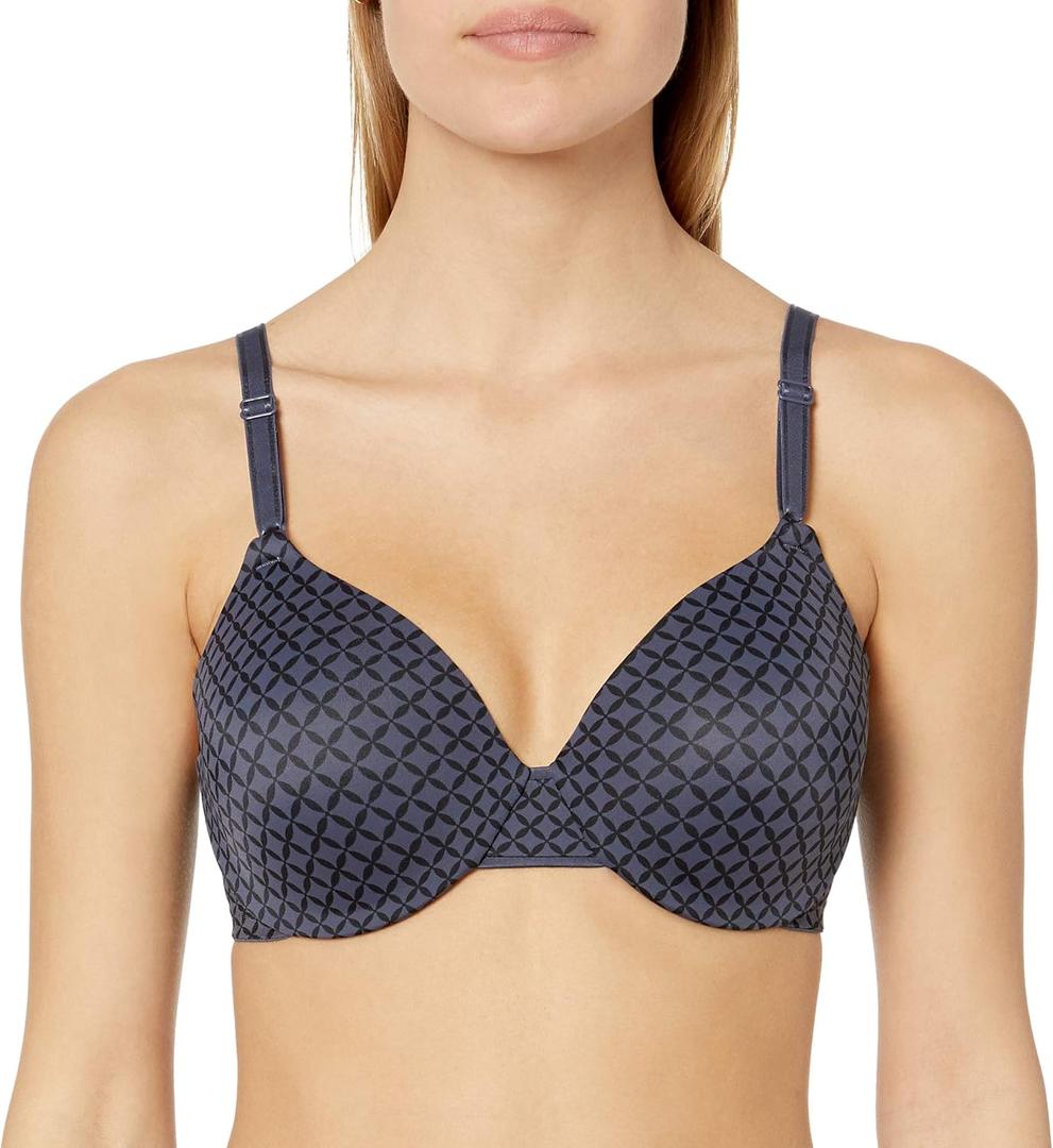 Warner's Women's Tailored Underwire Bra (34C, Gunmetal Gray Geo Print)