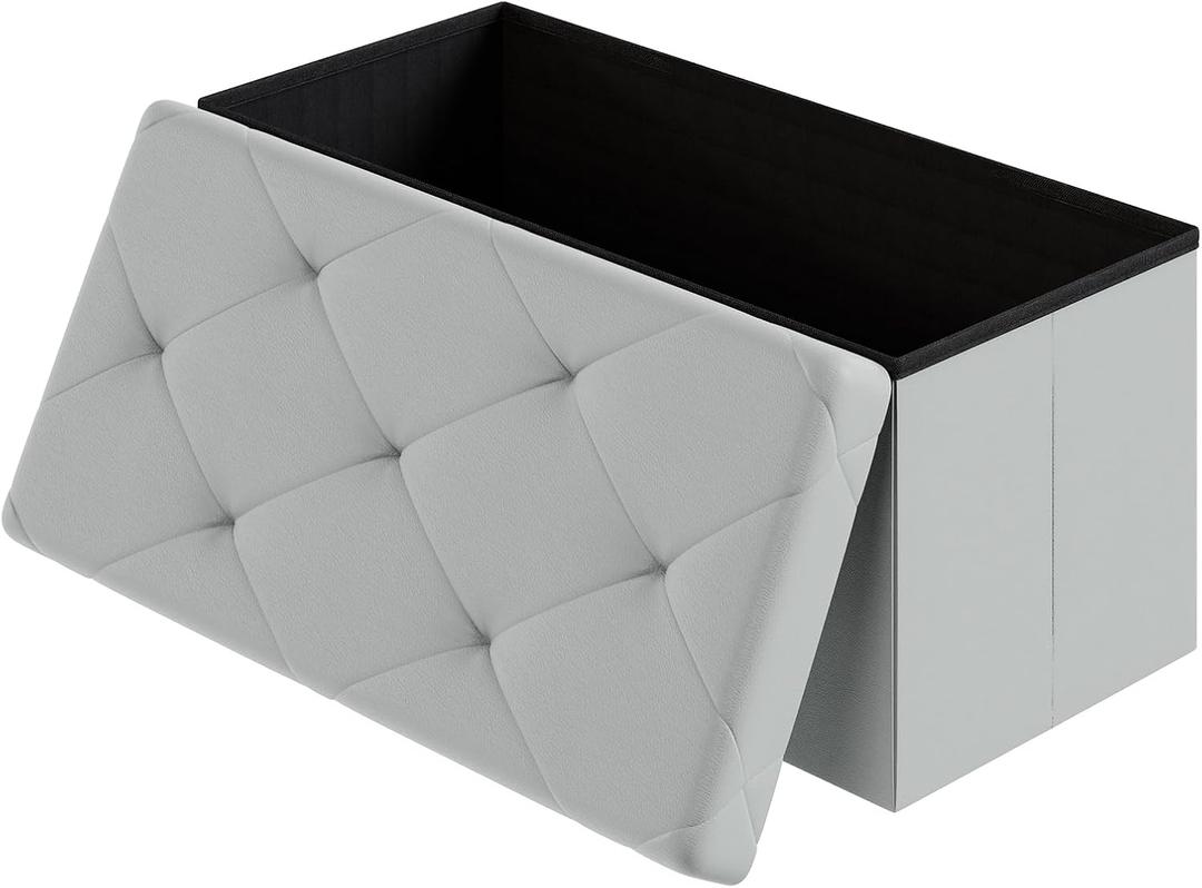 DUMOS 30 Inch Folding Ottoman with Storage Bench, Foot Rest Stool Ottoman, 15.2"D x 30"W x 15.2"H