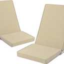 Adirondack Chair Cushions Set of 2 - Removable Covers, Water-Repellent & Fade-Resistant Faux Linen, Securing Straps, Non-Slip Bottom, Fit for Most Outdoor Adirondack & Rocking Chairs - Nature