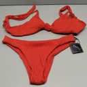 ZAFUL Women's Tie Knot Front Spaghetti Strap High Cut Bikini Set Swimsuit L