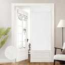 HOMEIDEAS 100% White Linen Blackout French Door Curtains, Privacy Door Window Curtains, 30 X 68 Inch Room Darkening Blinds, Thermal Insulated Shades for Bedroom, 1 Panel