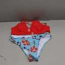 Tainehs Women's Push Up V Neck Bikini Sets Criss Cross Back Two Piece Bathing Suit (Medium, Red Floral)