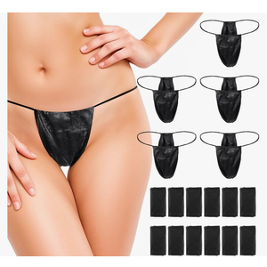100 Pcs Disposable Thong Panties Women's T Thong for Spa Breathable Non-woven Fabrics Disposable Underwear for Spray Tanning Black 100 Pcs Disposable Thong Panties Women's T Thong for Spa Breathable Non-woven Fabrics Disposable Underwear for Spray Tanning Black