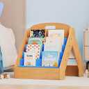 ZIFTY Kids Bookshelf 2-in-1 Design Book Organizer and Easel for Kids, Montessori Book Shelf for Kids Rooms, 4 Tier Bookcase for Age 3+ Girl Boys Bedroom Decor, Storage for Small Toys, Blue