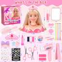 KUBUSFLY 44Pcs Hair Styling Doll Head Toys for Girls, Kids Makeup Hair Salon Pretend Play Styling Kit with Hairdryer, Straightener, Beauty Hair Toy Christmas Birthday Gift for Toddler Girls 3 4 5 6+