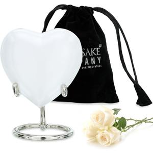 White Mini Urn - Heart Shape Cremation Urn - Urn For Human Ashes - Small Urn For Ashes