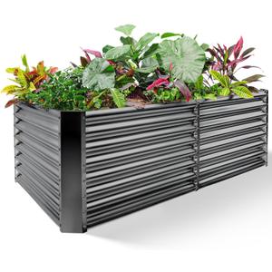 Land Guard 632 ft Galvanized Raised Garden Bed Kit, Galvanized Planter Raised Garden Boxes Outdoor, Large Metal Raised Garden Beds for Vegetables(Grey)
