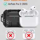 MOBOSI for AirPods Pro 3 Case with Lock, Compatible with AirPod 3rd Gen Cover [Fit for MagSafe], Military Grade Hard Shell for iPods Pro3 with Cleaner Kit & Keychain for Men(2025), Black