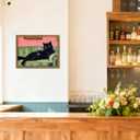 Framed Black Cat with Martini Wall Art Print, Whimsical Cute Cat Decor Paintings, Cocktail Art Bar Cart Decor, Funny Animal Canvas Pictures Aesthetic for Home Living Room Bedroom – 8x10 inch
