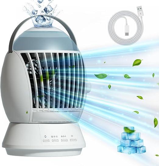 Portable Air Conditioners, Mini Oscillating Air Cooler, Waterproof motor, 3 Wind Speed, 3 Stage Spray, Personal Mini Air Cooling Fan for Room Car Office