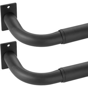 Curtain Rods for Windows 48 to 84 Inches 2 pack, 1 Inch Diameter Metal Wrap Around Window Curtain Rod with Brackets, Matte Black